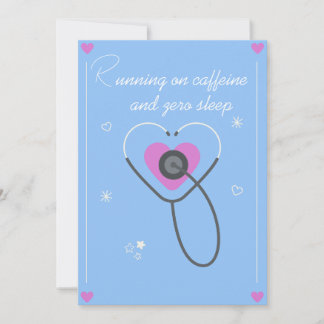 Carte De Remerciements Funny Night Shift Nurse Card Running On Caffeine A