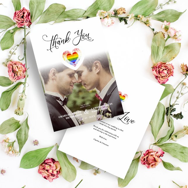 Carte De Remerciements Funny Thank You LGBT Rainbow Pride Heart Photo (Créateur téléchargé)