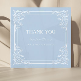 Carte De Remerciements Fusion florale bleu poussiéreux