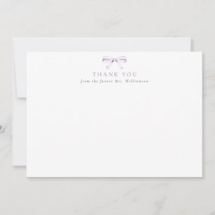Carte De Remerciements Futur Madame Fête de Mariage Vintage Violet Nœud