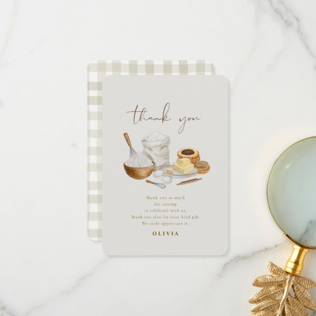 Carte De Remerciements Futur mariage fêté avec un shower (Devant/Arrière en situation)