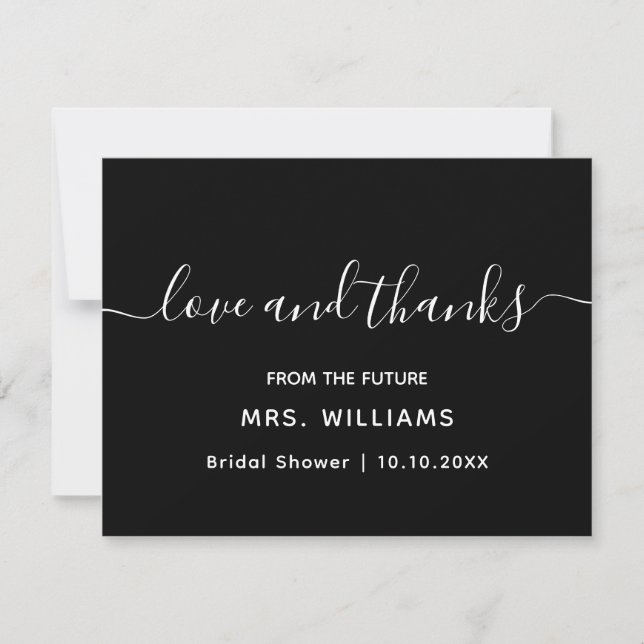 Carte De Remerciements Futur Mariage Madame Chic Tendance Élégant Texte (Devant)