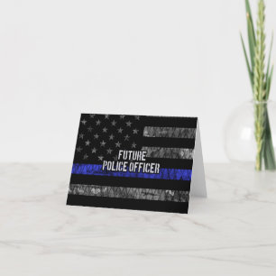 Carte De Remerciements Futur policier ligne bleue mince en détresse Fl
