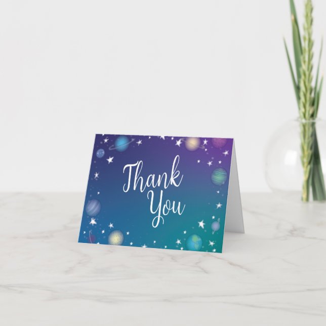 Carte De Remerciements Galaxie du Baby shower spatial (Devant)
