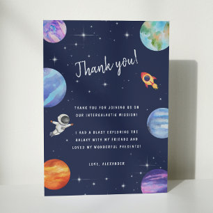 Carte De Remerciements Galaxy Stars Anniversaire Fête Aquarelle Planètes