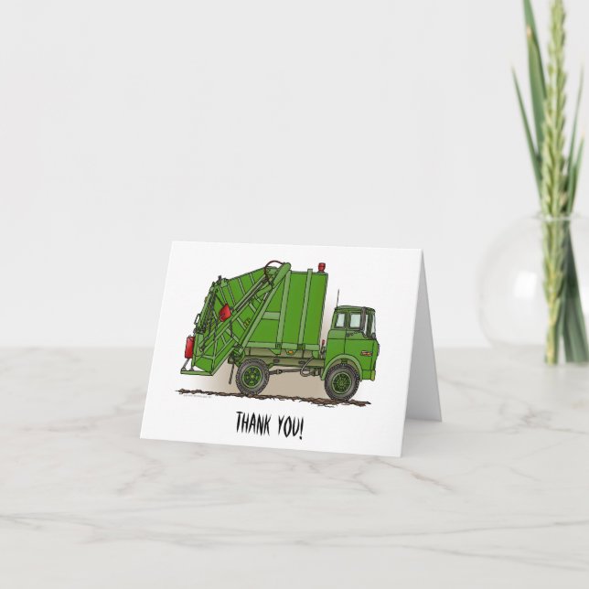 Carte De Remerciements Garbage Truck Green (Devant)
