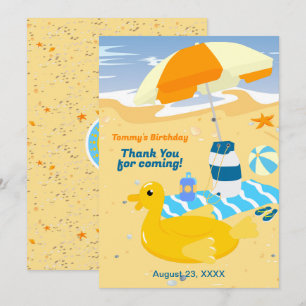 Carte De Remerciements Garçon bodyboard amusement fête d'anniversaire pla