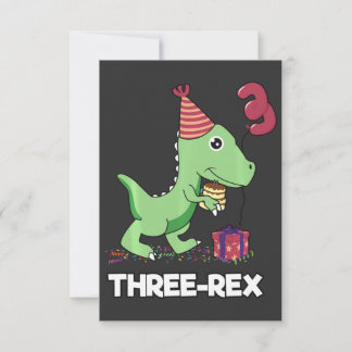 Carte De Remerciements Garçon de 3 ans anniversaire dinosaure trois rex e