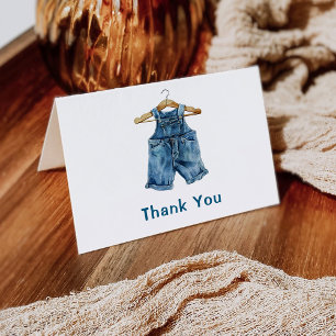 Carte De Remerciements Garçon en Jean Bleu Baby Shower Western
