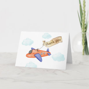 Carte De Remerciements Garçon Minimal Aviateur Fête de Naissance d'Avion