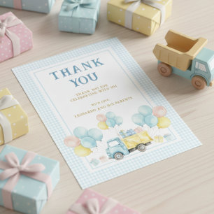 Carte De Remerciements Garçon premier anniversaire camion à benne