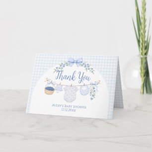 Carte De Remerciements Garçon tout doux en bleu Baby Shower myrtille