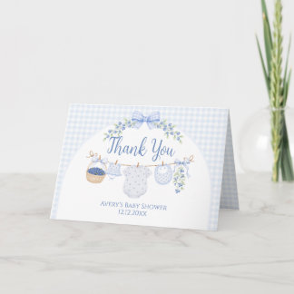 Carte De Remerciements Garçon tout doux en bleu Baby Shower myrtille