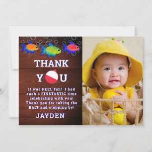 Carte De Remerciements Garçons 1er Anniversaire Petit Pêcheur O Fishally 