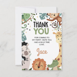 Carte De Remerciements Garçons Brown Green Born Two Be Wild 2e anniversai