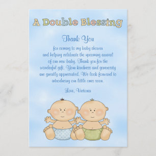 Carte De Remerciements Garçons jumeaux de baby shower