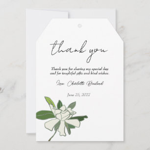 Carte De Remerciements Gardenia Florale Blanche Simple Fête des mariées J