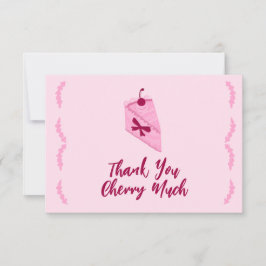 Carte De Remerciements Gâteau Cerise Robe de Mariée Rose Froufrou