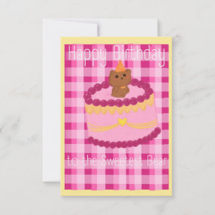 Carte De Remerciements Gâteau d'anniversaire avec ours de fête Thème Cart