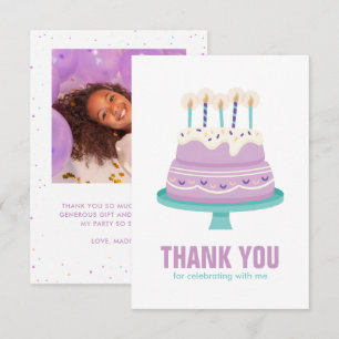 Carte De Remerciements Gâteau d'anniversaire sucré pour fête d'enfants