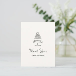 Carte De Remerciements Gâteau Dessiné à la Main Doodle Mariage Moderne
