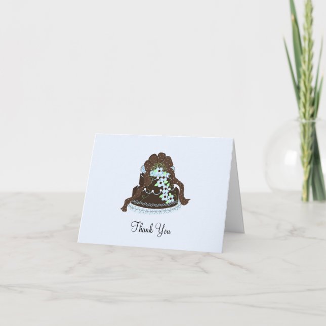 Carte De Remerciements Gâteau élégant au chocolat et bleu (Devant)