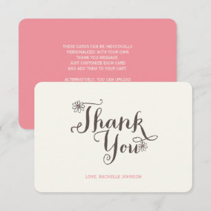Carte De Remerciements Gâteau Rose Sucré Fleurs de Pâquerette 1er Anniver