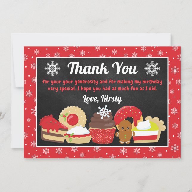 Carte De Remerciements Gâteaux et biscuits de Noël d'anniversaire festifs (Devant)