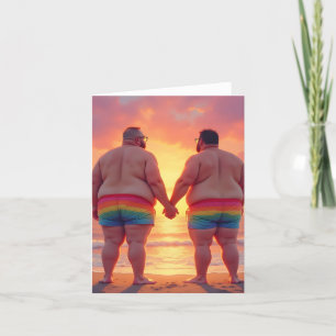 Carte De Remerciements gay jour lgbtq à la plage amour est amour arc-en-c