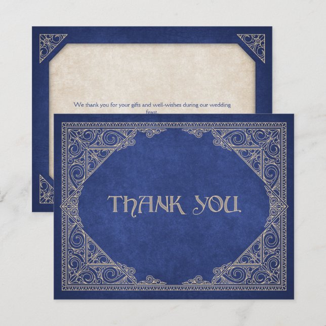 Carte De Remerciements Geek bleu Bibliothèque Mariage littéraire (Devant / Derrière)