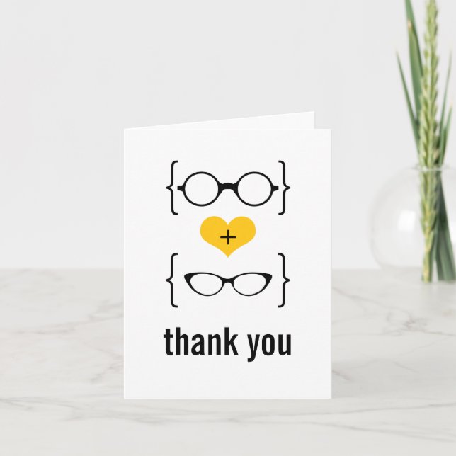 Carte de remerciements Geeky jaune en verre (Devant)