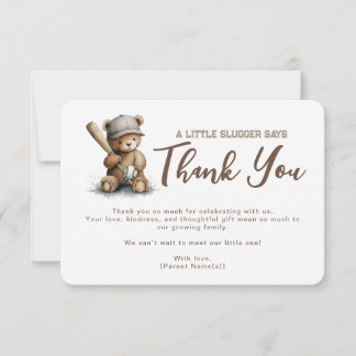 Carte De Remerciements Gender NeutralTeddy Bear Baseball Baby Shower