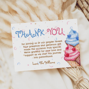 Carte De Remerciements Genre Révéler Crème glacée rose bleu