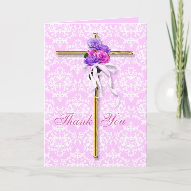 Carte De Remerciements Gentillesse "merci" bible religieuse rose (Devant)