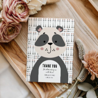 Carte De Remerciements Gentle Panda Woodland Thank You Baby Shower