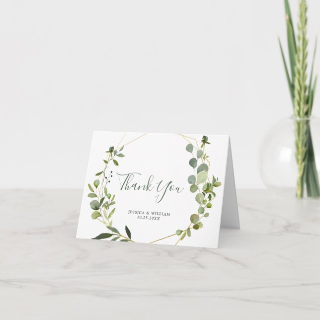 Carte de remerciements géométrique moderne Eucalyp (Devant)