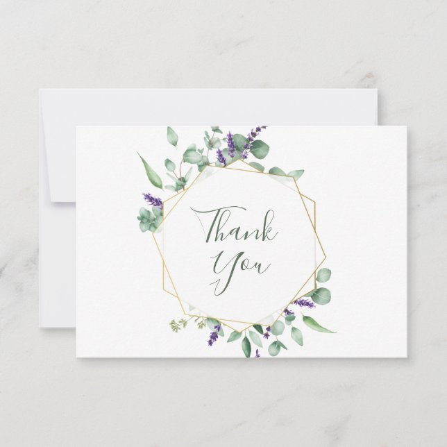 Carte de remerciements géométrique moderne Eucalyp (Devant)