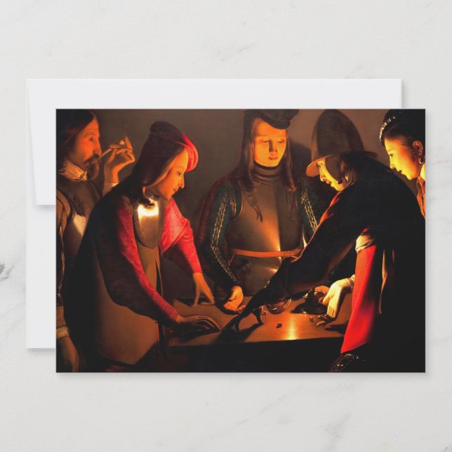 Carte De Remerciements Georges de la Tour - Les Joueurs de Dices (Devant)