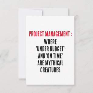 Carte De Remerciements Gestion de projet où "sous-budget" et "sur ti"