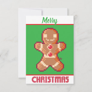 Carte De Remerciements GingerBread Man, Joyeux Noël pixel art