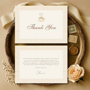 Carte De Remerciements Gingham Baby prépare un Café Baby Shower