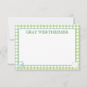 Carte De Remerciements Gingham Golf Stationery