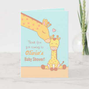 Carte De Remerciements Giraffe and Cute Baby Calf Thank You Greeting Card