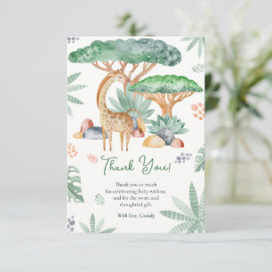 Carte De Remerciements Giraffe Baby shower aquarelle animal tropical