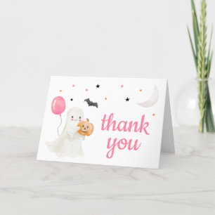 Carte De Remerciements Girl Little Boo est un Baby shower presque dû