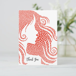Carte De Remerciements Girl Silhouette Mini Coeurs Graduation