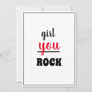 Carte De Remerciements Girl You ROCK Nice Gesture Script Femme Personne