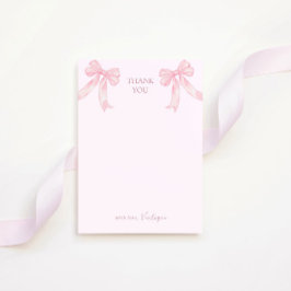 Carte De Remerciements Girly Pink Bows Elegant Bridal Shower