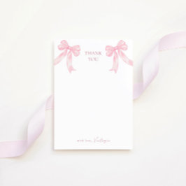 Carte De Remerciements Girly Pink Bows Shiny Disco Ball Bridal Shower