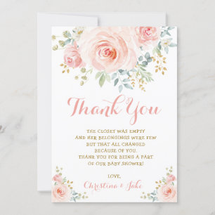 Carte De Remerciements Girly rougissent l'or rose le baby shower que